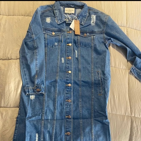 SOLD!! Long denim jacket - Picture 4 of 5